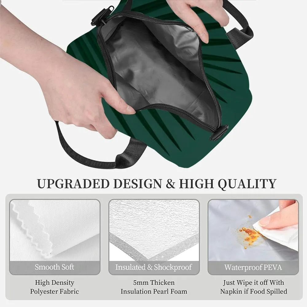 Luxury summer copy space 3d tropical palm branch Insulated Adult Lunch Bag with Shoulder Strap for Women Lightweight Reusable Portable Freezable Lunch Tote Bag for Work Picnic