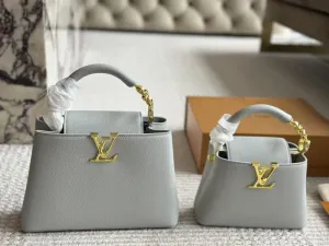 LV Capucines BB Taurillon Grey For Women, Women’s Bags, Shoulder And Crossbody Bags 10.6in/27cm LV
