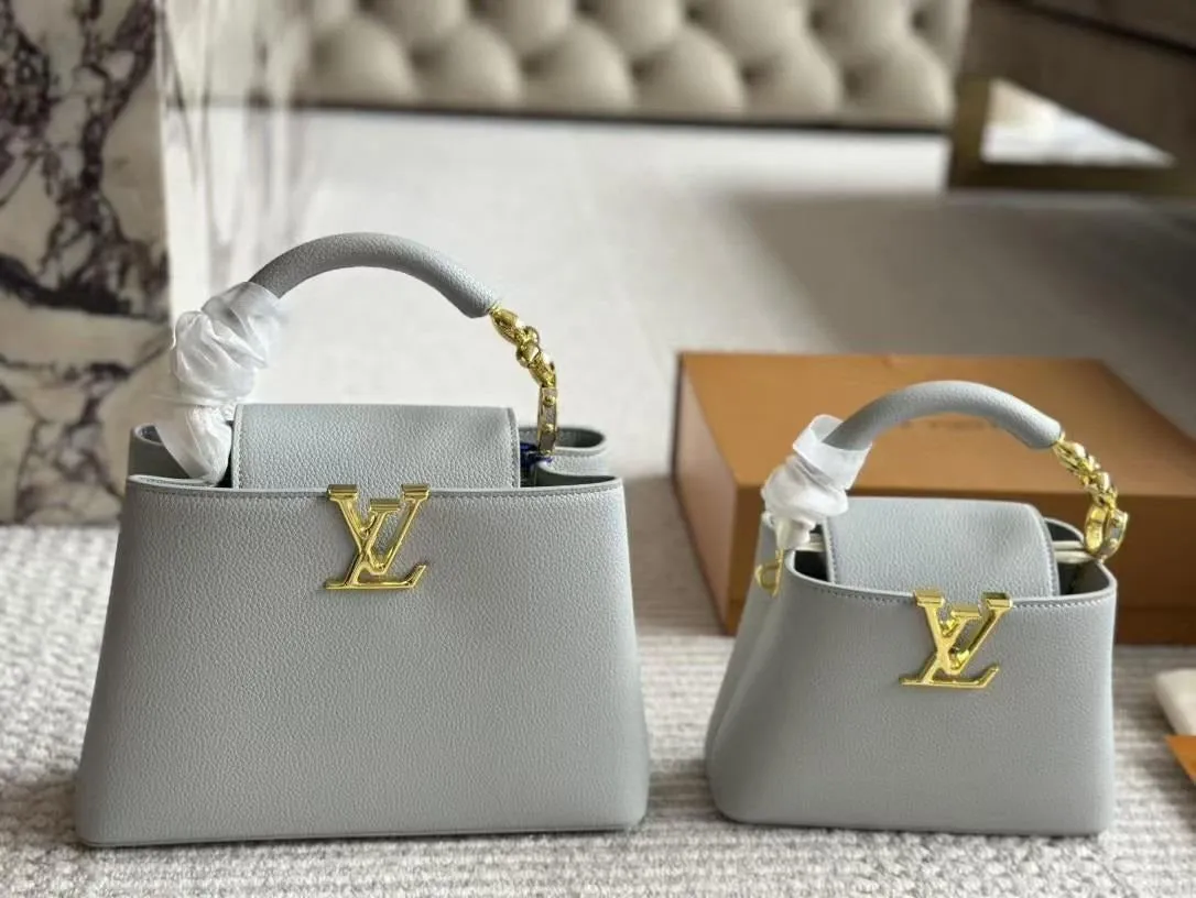 LV Capucines BB Taurillon Grey For Women, Women’s Bags, Shoulder And Crossbody Bags 10.6in/27cm LV
