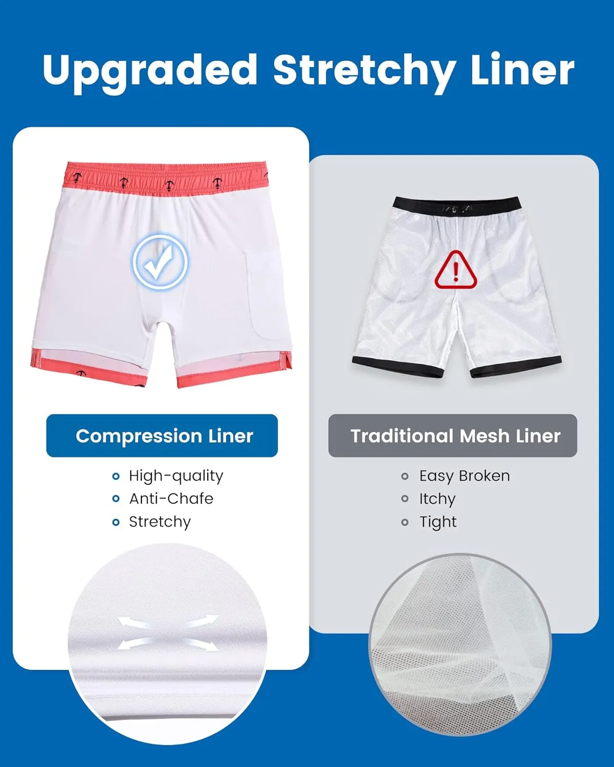 maamgic 2 in 1 Mens Swim Trunks 7 Inch Swim Shorts Swim Suits Board Shorts