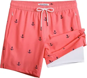 maamgic 2 in 1 Mens Swim Trunks 7 Inch Swim Shorts Swim Suits Board Shorts