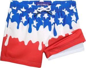 maamgic Boys Swim Trunks with Compression Liner Stretch Boy Swim Shorts Toddler Bathing Suit Swimsuit