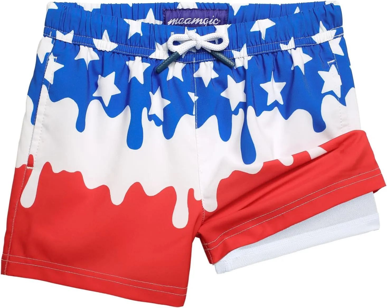 maamgic Boys Swim Trunks with Compression Liner Stretch Boy Swim Shorts Toddler Bathing Suit Swimsuit