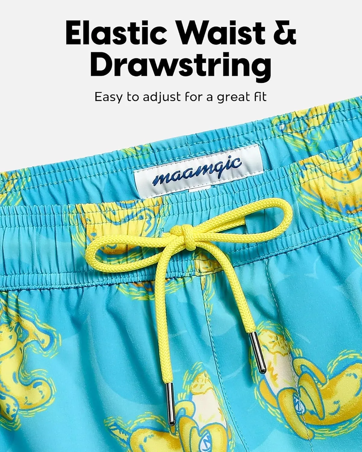 maamgic Men's Swim Trunks 5.5 inch Recycled Beach Shorts with Compression Liner Quick Dry Swim Shorts Zipper Pockets