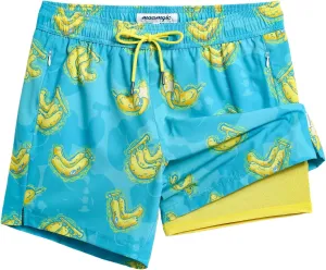 maamgic Men's Swim Trunks 5.5 inch Recycled Beach Shorts with Compression Liner Quick Dry Swim Shorts Zipper Pockets