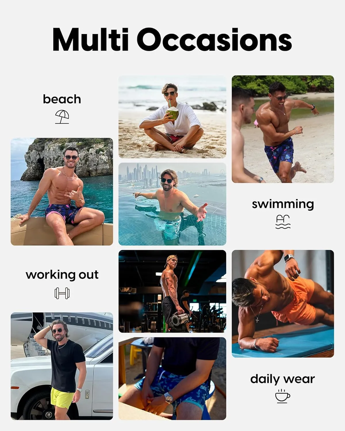 maamgic Men's Swim Trunks 5.5 inch Recycled Beach Shorts with Compression Liner Quick Dry Swim Shorts Zipper Pockets