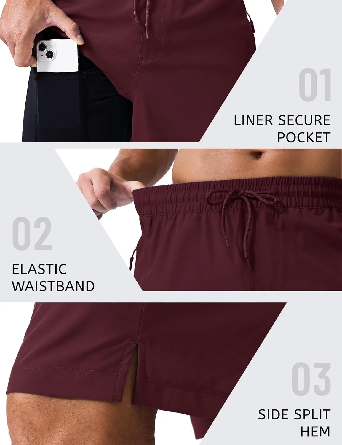 MAGCOMSEN Men's Swim Trunks with Compression Liner 9" Quick Dry Beach Shorts with Zipper Pockets