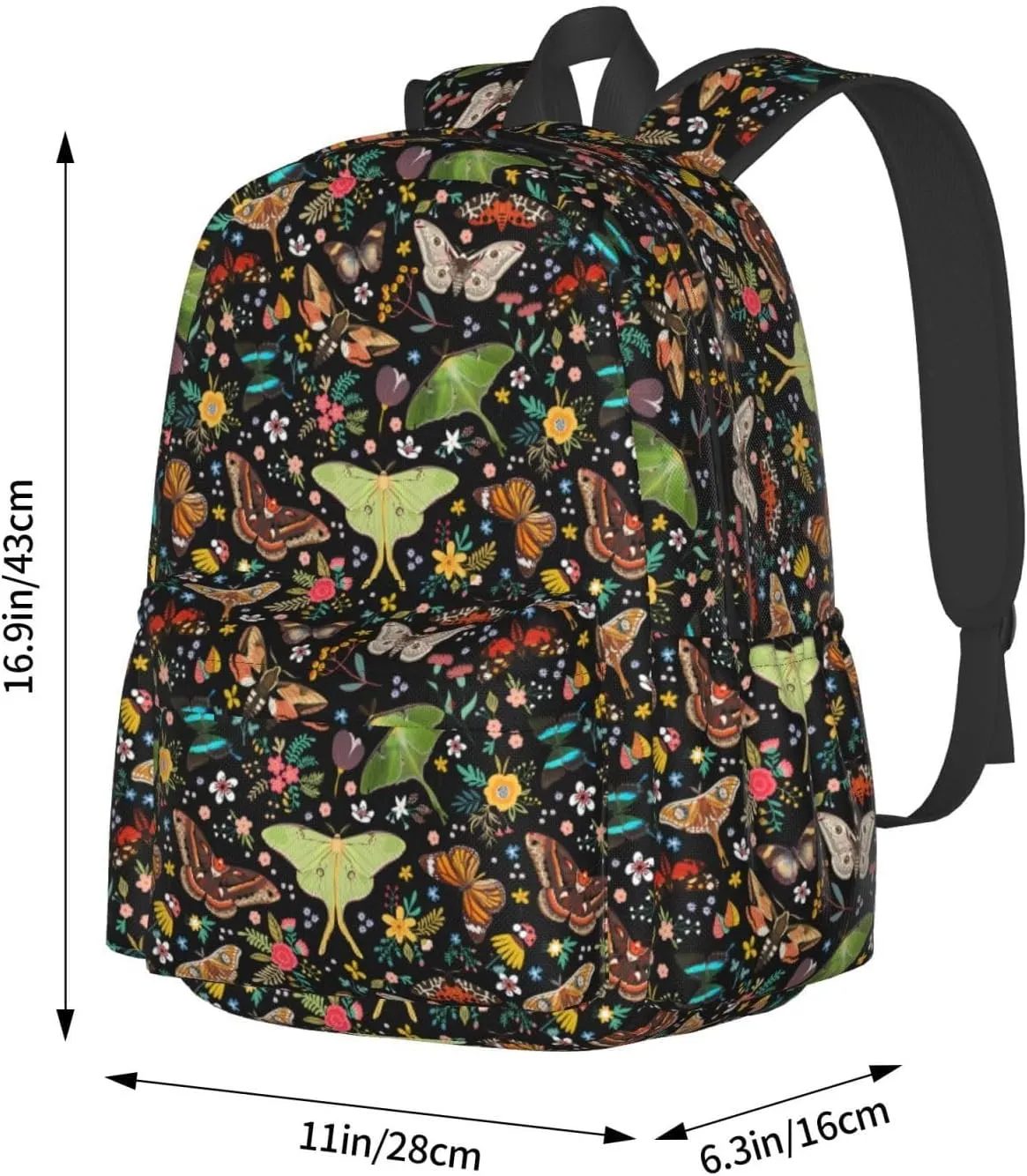 Magic Butterflies Waterproof Backpack Adjustable Shoulder Straps Bag Large Capacity Casual Daypack Bookbag For Travel Work