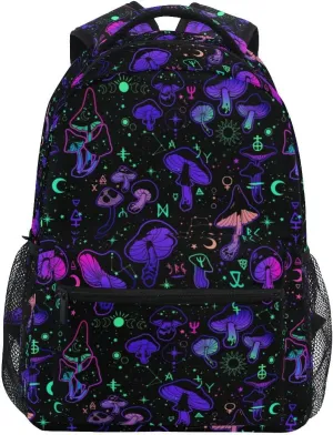 Magic Mushrooms Moon Stars Witch Boho Backpack School Bookbag Lightweight Laptop Backpack for Men Women Kids