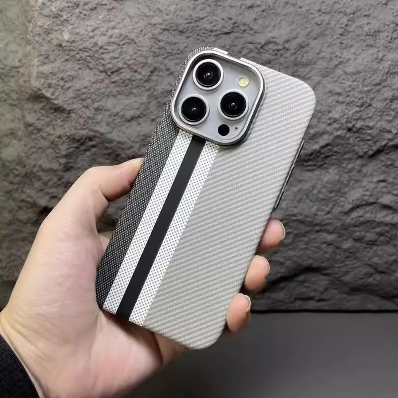 Magnetic Kevlar iPhone Case – Shockproof Carbon Fiber