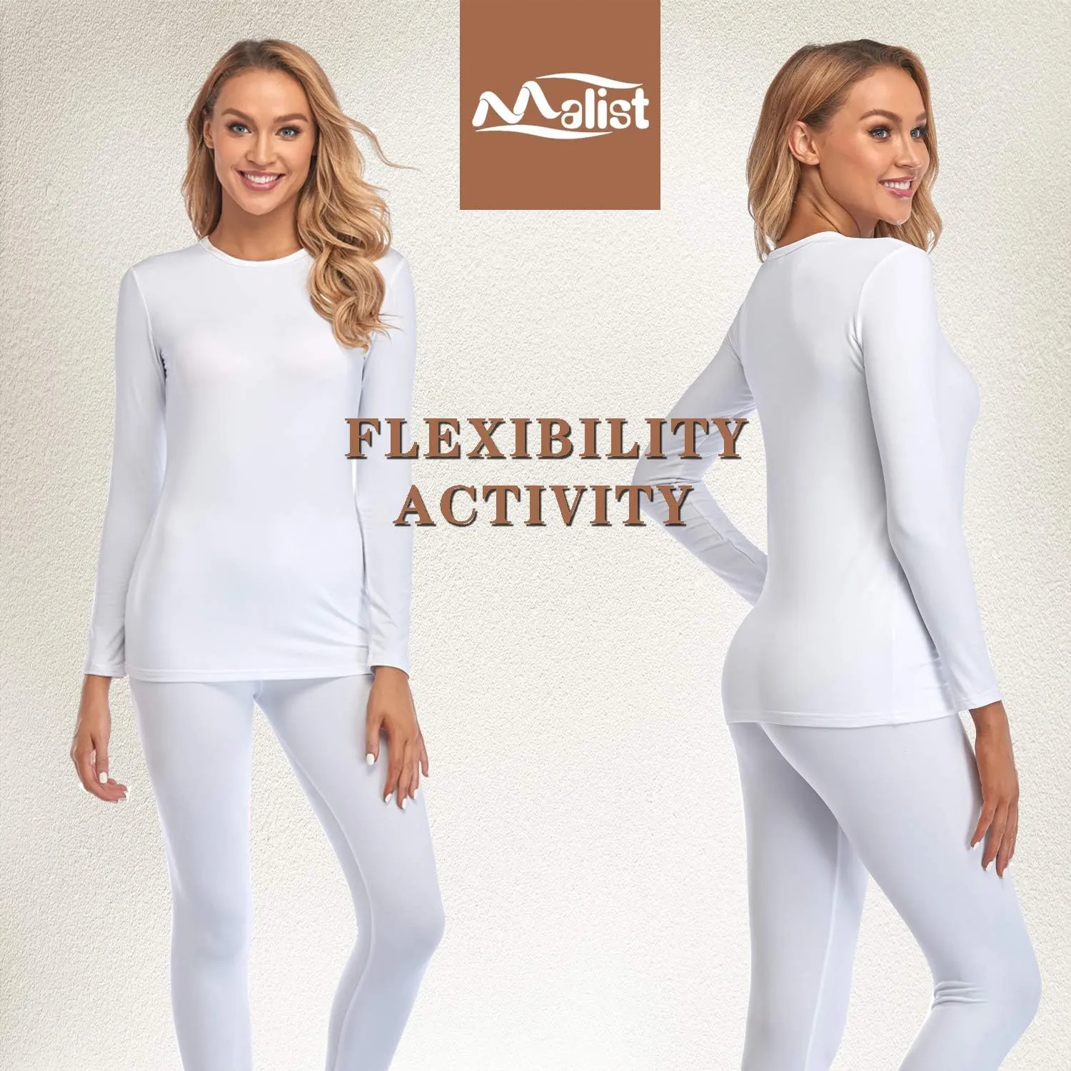 Malist Women's Thermal Underwear Ultra Soft Long Johns Top with Fleece Lined