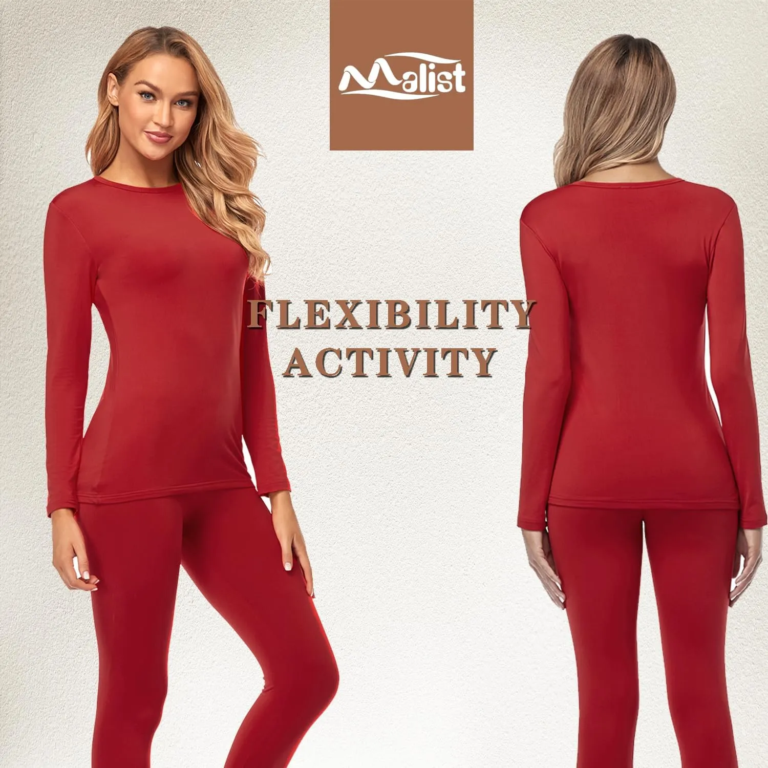 Malist Women's Thermal Underwear Ultra Soft Long Johns Top with Fleece Lined