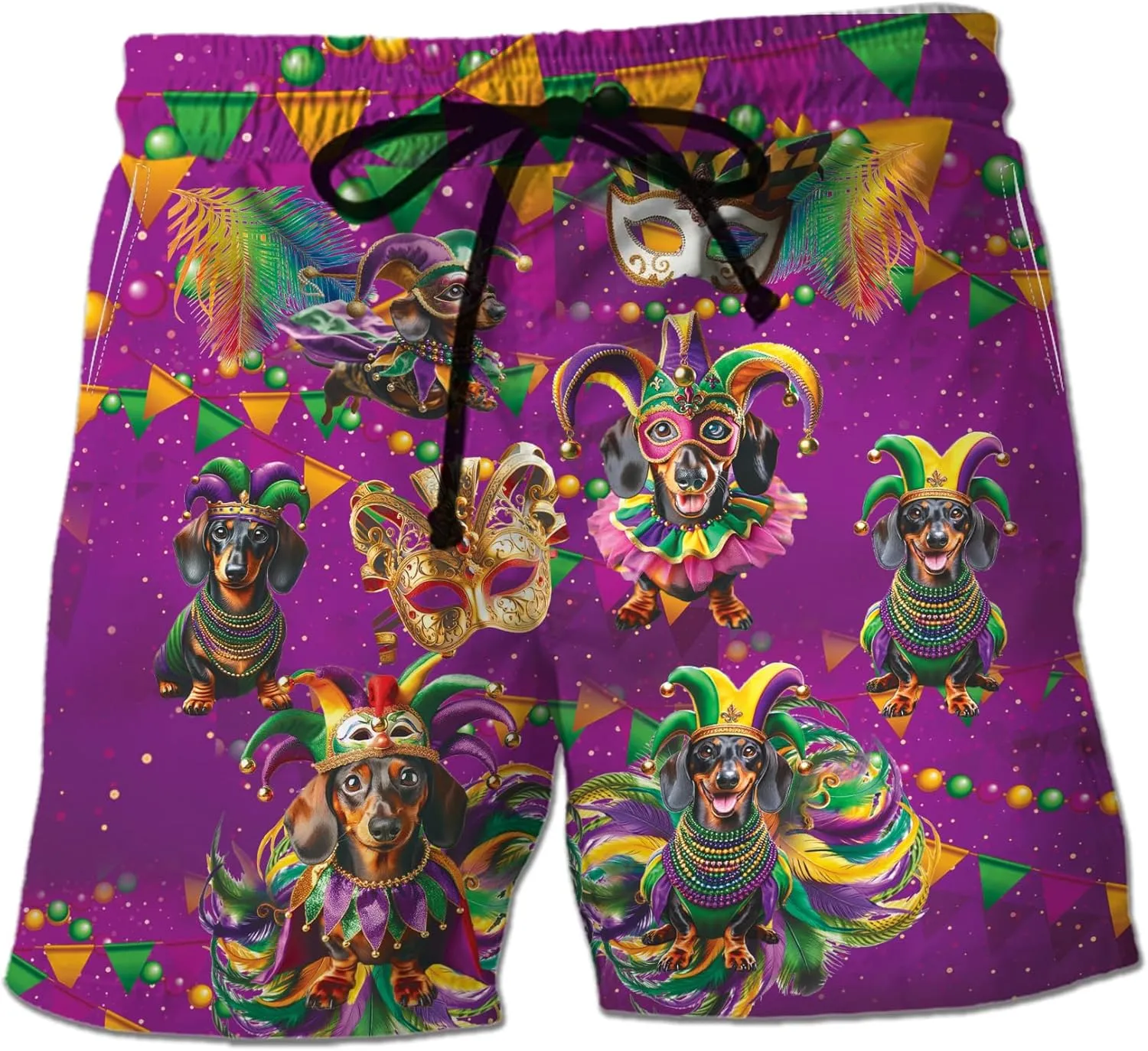 Mardi Gras Mens Swim Trunks - Carnival Swimming Trunk for Men - Drawstring Beach Shorts, Mens Swim Shorts 12
