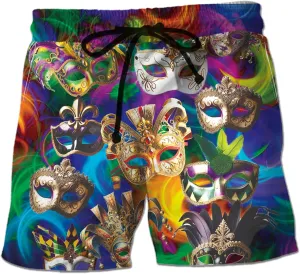 Mardi Gras Mens Swim Trunks - Carnival Swimming Trunk for Men - Drawstring Beach Shorts, Mens Swim Shorts 12