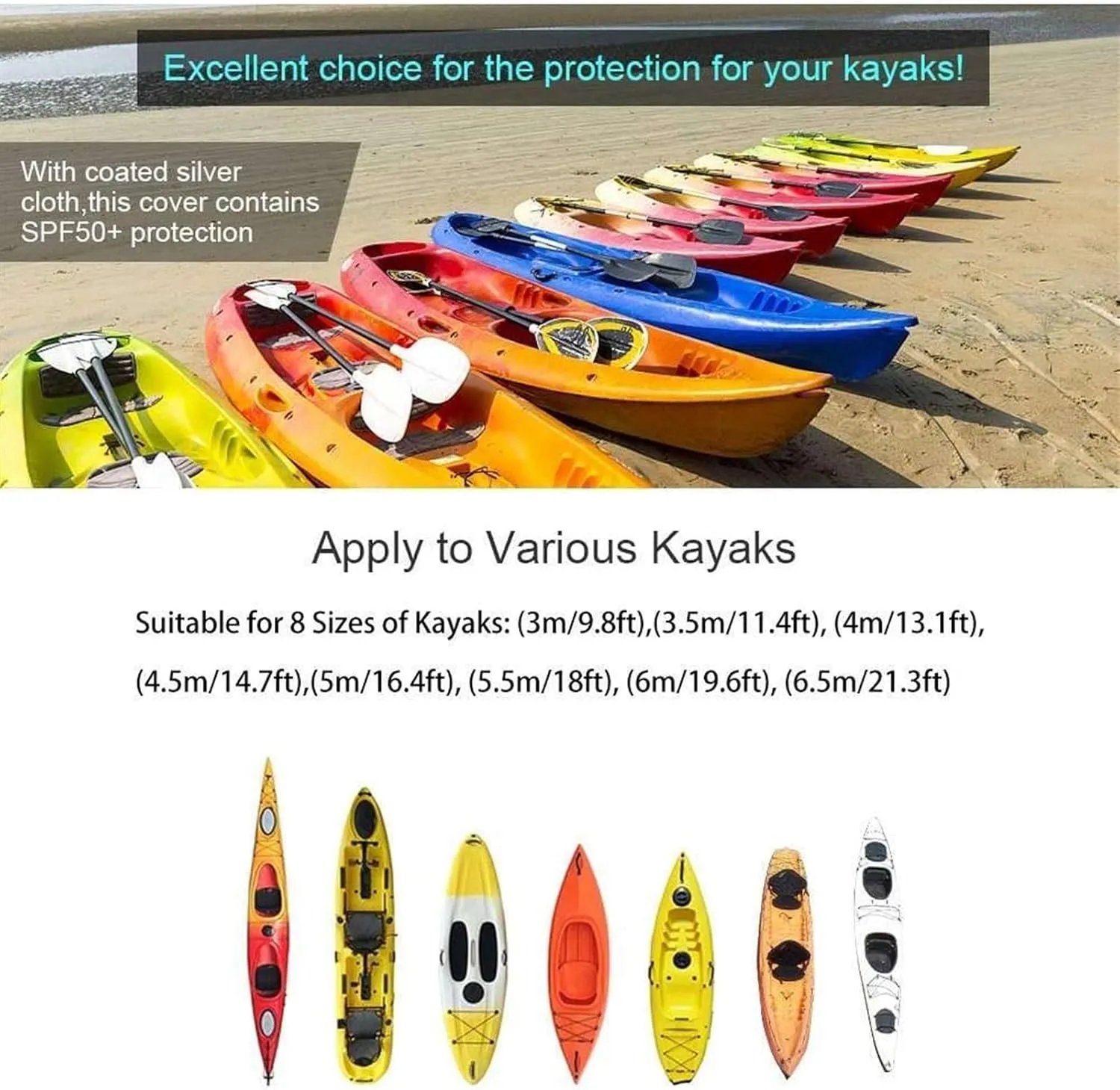Marine Accessories Universal Kayaks Cover Canoe Boat Waterproof UV Resistant Dust-Proof Storage Cover Kayaks Boat Canoe Cover(4.5m)