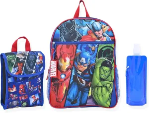Marvel Avengers Boys Backpack For Kids| Elementary and Kindergarten Kids Knapsacks For School (Heros 6Pc)
