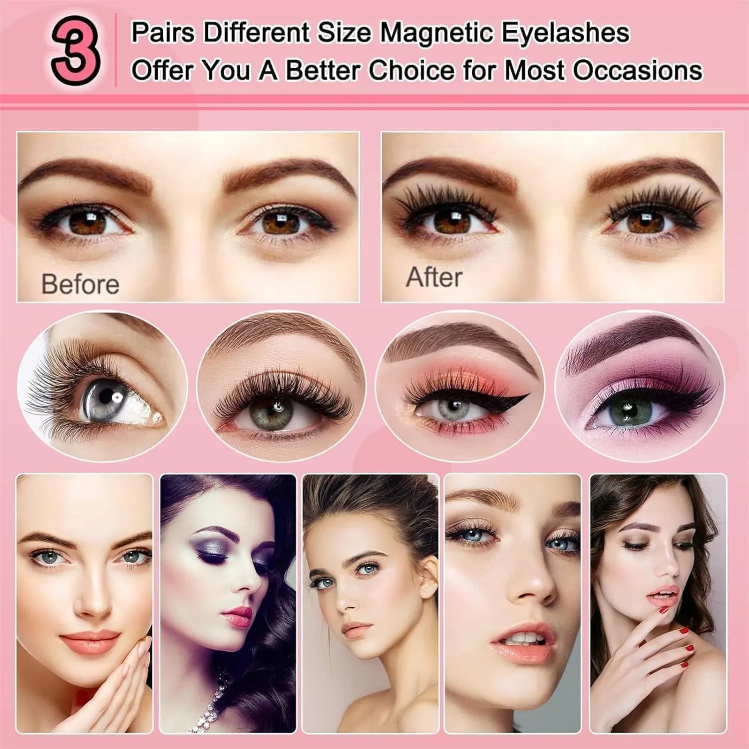 Marvulur Magnetic Eyelashes, Magnetic Lashes With Applicator, Marvulur Reusable Magnetic Eyelash Kit, Natural-Looking False Lashes