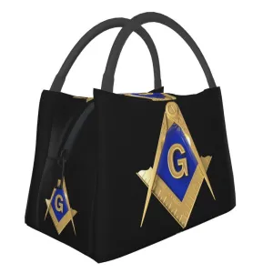Master Mason Blue Lodge Lunch Bag - Gold Square and Compass G & Black