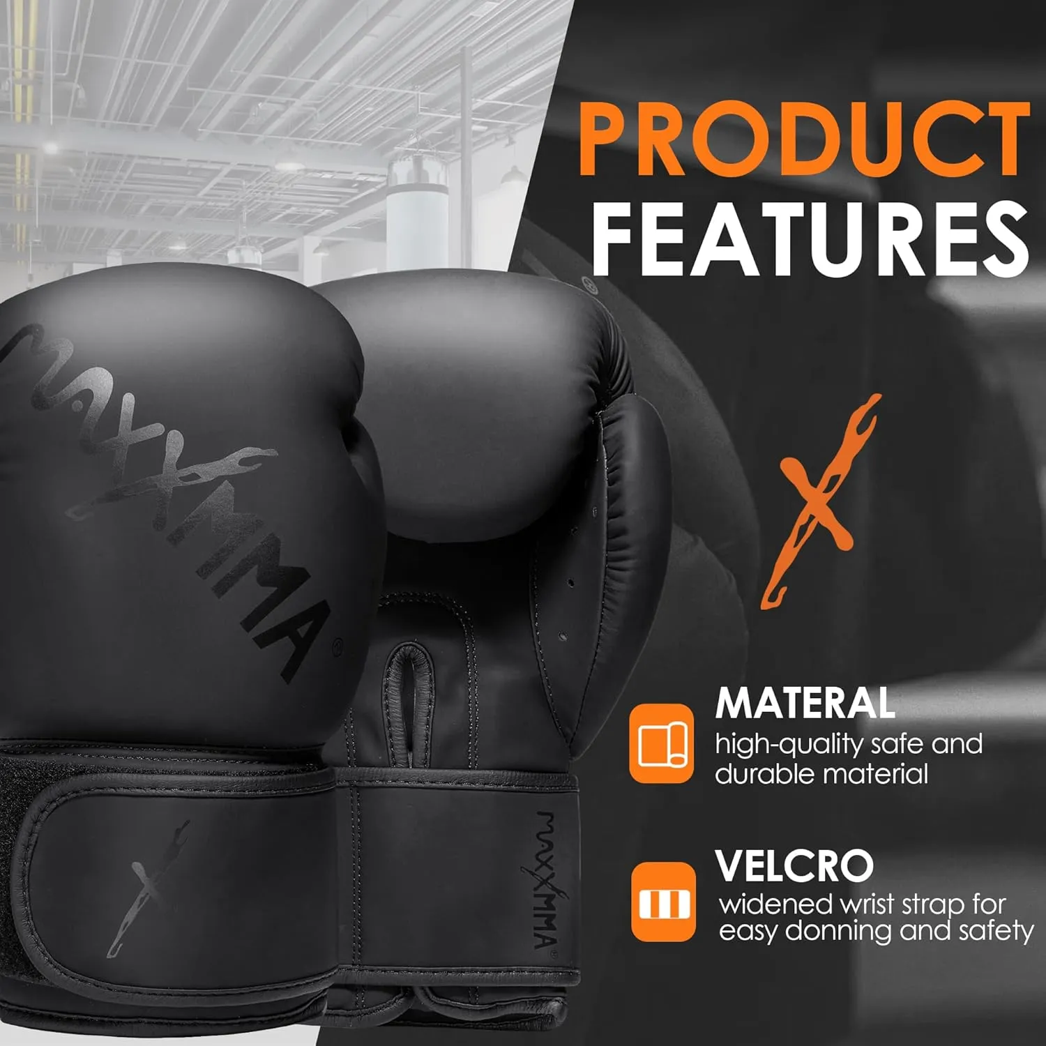 MaxxMMA Pro Style Boxing Gloves for Men & Women, Training Heavy Bag Workout Gloves, Muay Thai, Sparring Kickboxing Punching Bag Work Fight Gloves