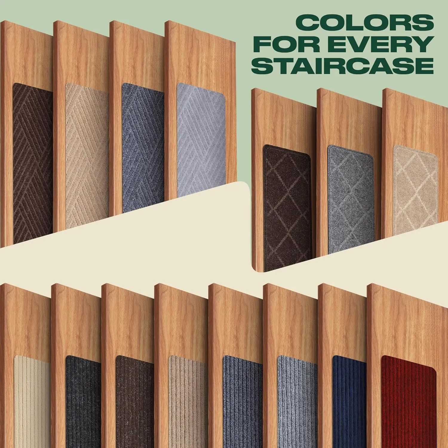 MBIGM 8" X 30" (15 in Pack) Non-Slip Carpet Stair Treads Non-Skid Safety Rug Slip Resistant Indoor Runner for Kids Elders & Pets with Reusable Adhesive - Cornstalk - Carpet Pads for Stairs