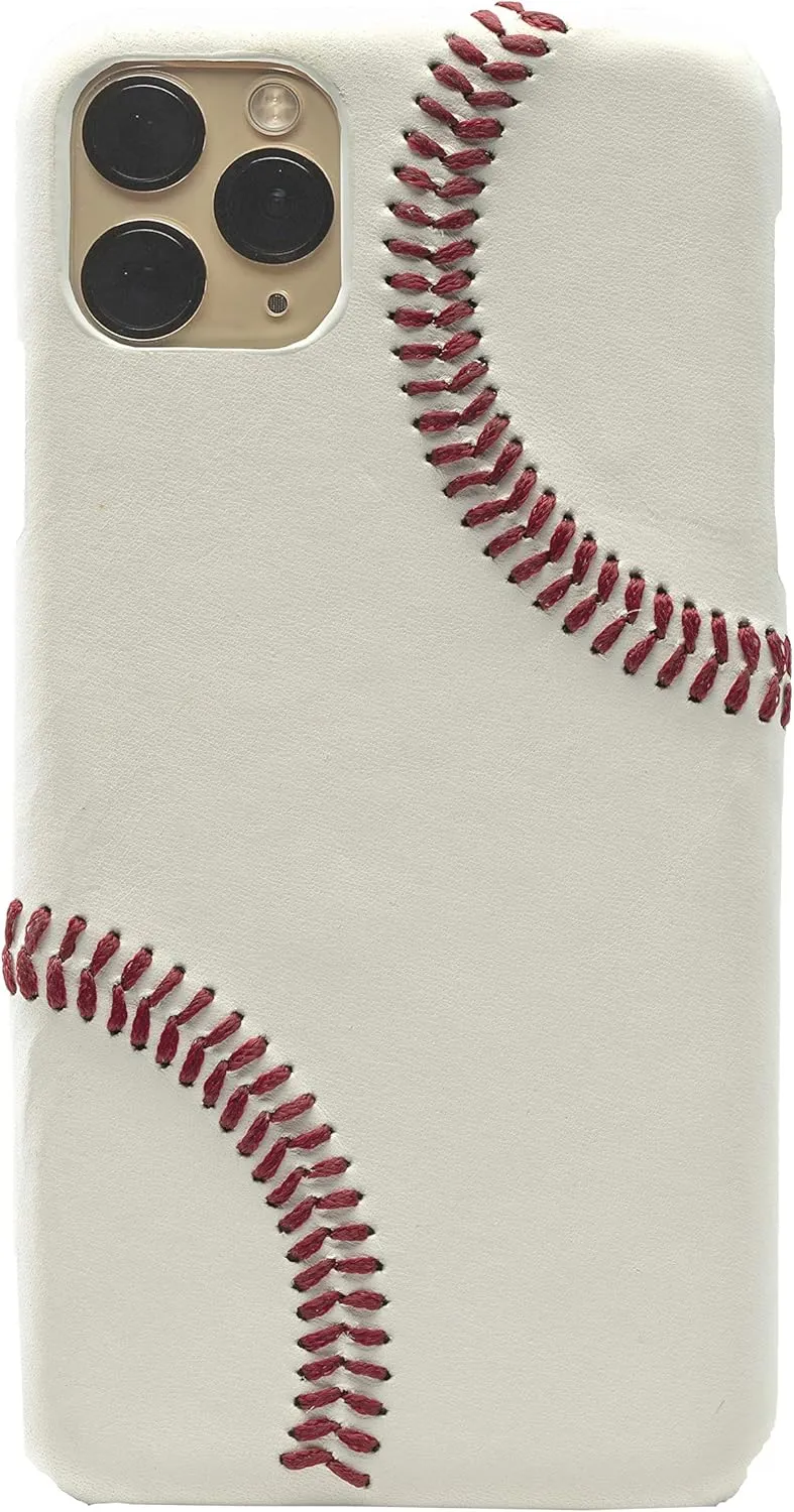 mcmadley Baseball Phone Case for iPhone 11 - Made with Professional Baseball Leather and Raised Red Hand Stitching, Thin Case, Protective Grip, Authentic Leather Cover