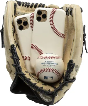 mcmadley Baseball Phone Case for iPhone 11 - Made with Professional Baseball Leather and Raised Red Hand Stitching, Thin Case, Protective Grip, Authentic Leather Cover