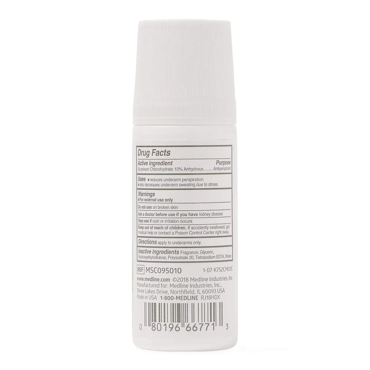 Medline MedSpa Roll-On Antiperspirant Deodorant, 1.5 oz, Long-Lasting Freshness, 1 Count