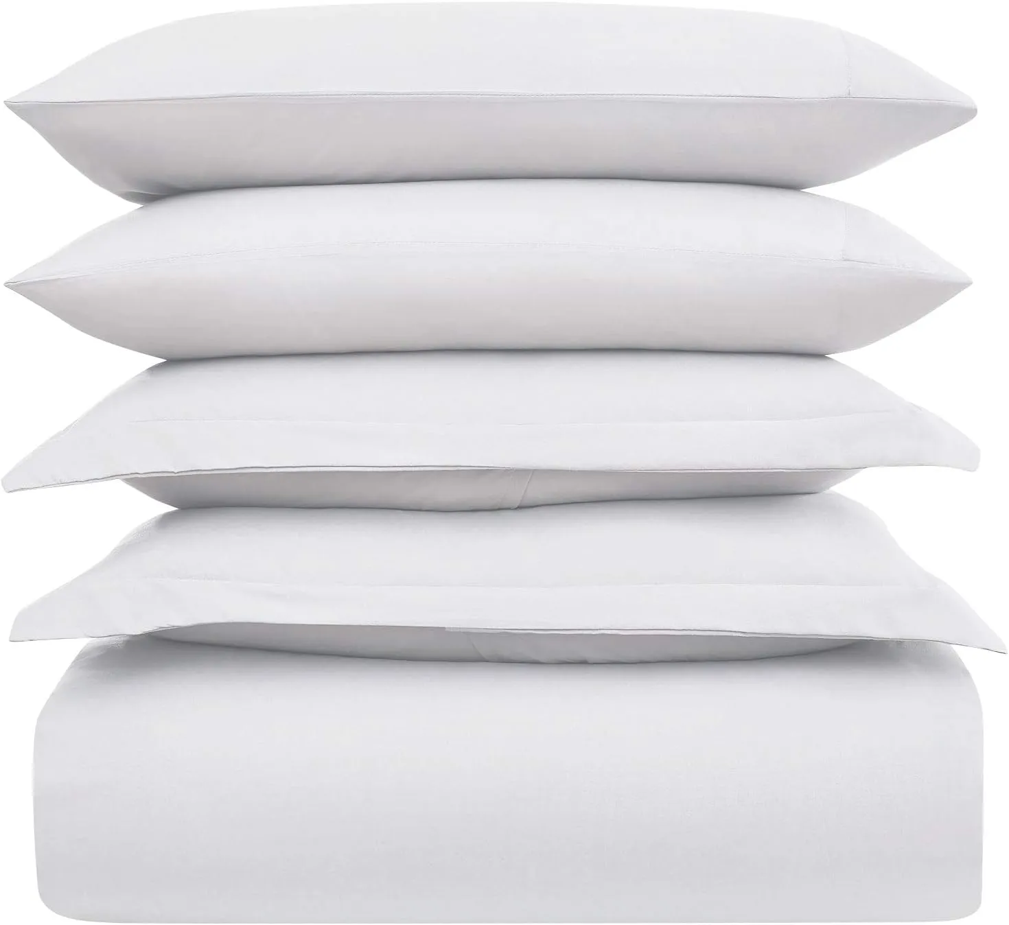 Mellanni Duvet Cover Set - 5 PC Iconic Collection Bedding Set - Hotel Luxury, Extra Soft & Cooling - Microfiber - Button Closure and Corner Ties (King, White)