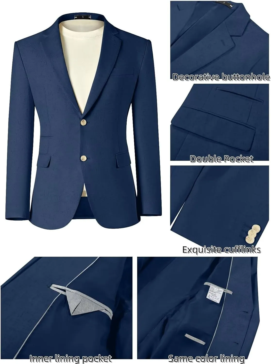 Men Linen Suits 2 Piece Summer Beach Suit Casual Holiday Outfits Lightweight Groomsmen Blazer Pants Set Wedding Prom Tuxedos