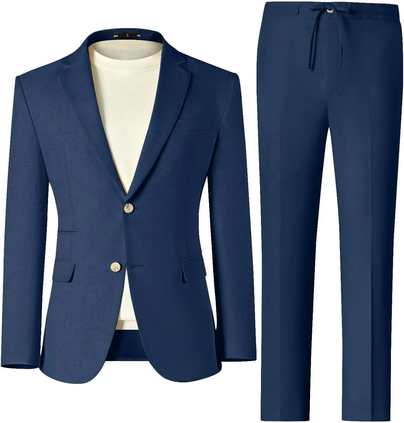 Men Linen Suits 2 Piece Summer Beach Suit Casual Holiday Outfits Lightweight Groomsmen Blazer Pants Set Wedding Prom Tuxedos