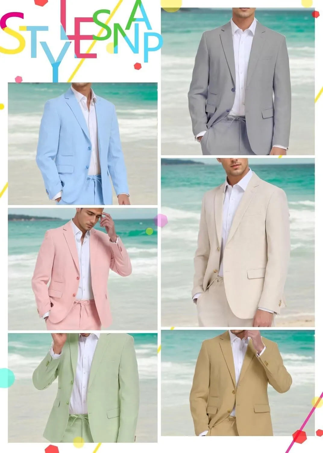 Men Linen Suits 2 Piece Summer Beach Suit Casual Holiday Outfits Lightweight Groomsmen Blazer Pants Set Wedding Prom Tuxedos