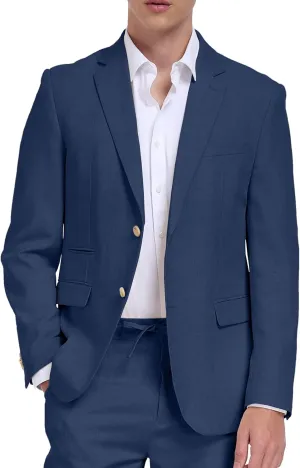 Men Linen Suits 2 Piece Summer Beach Suit Casual Holiday Outfits Lightweight Groomsmen Blazer Pants Set Wedding Prom Tuxedos