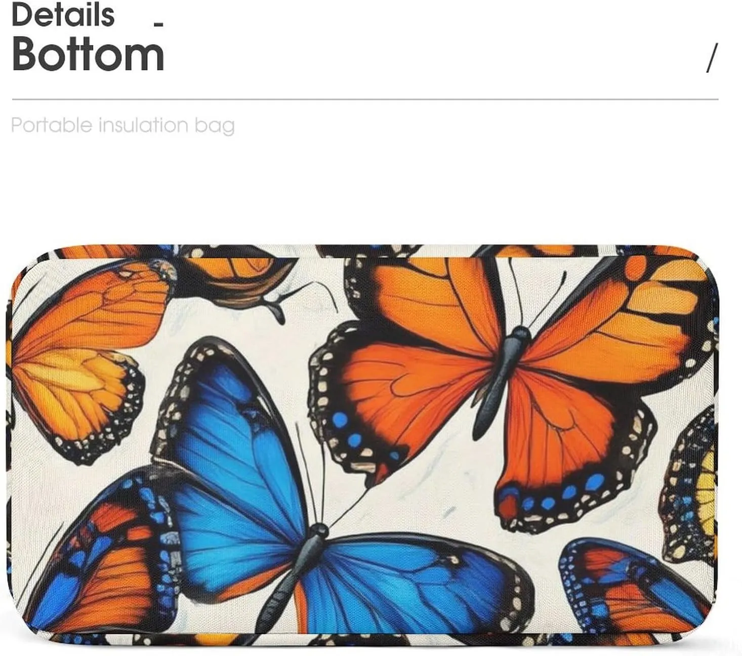 Men Women Reusable Insulated Lunch Bags, Waterproof Large Tote Blue Orange Butterflies Art Lunch Box Portable Meal Bags for Work Office
