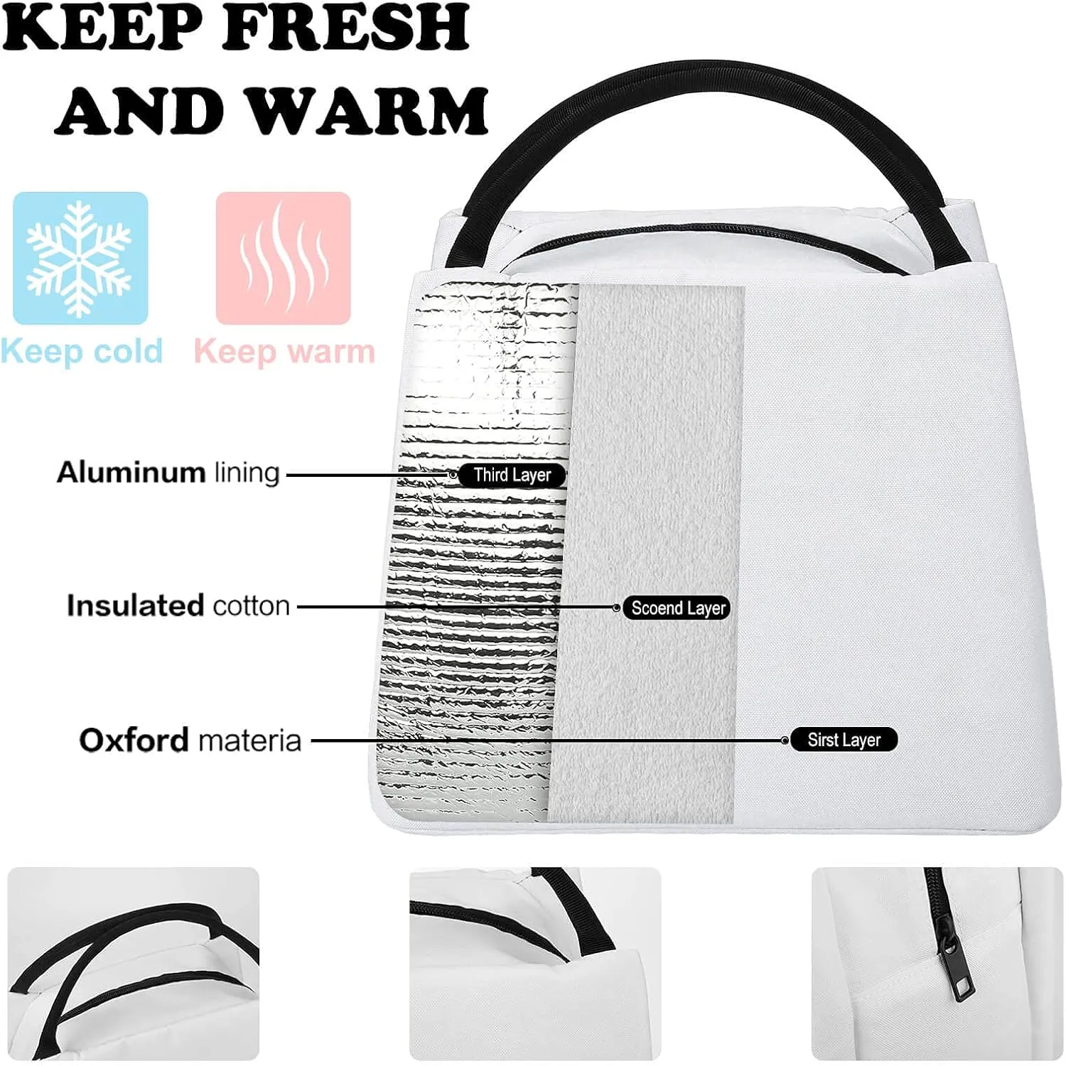Men Women Reusable Insulated Lunch Bags, Waterproof Large Tote Blue Orange Butterflies Art Lunch Box Portable Meal Bags for Work Office