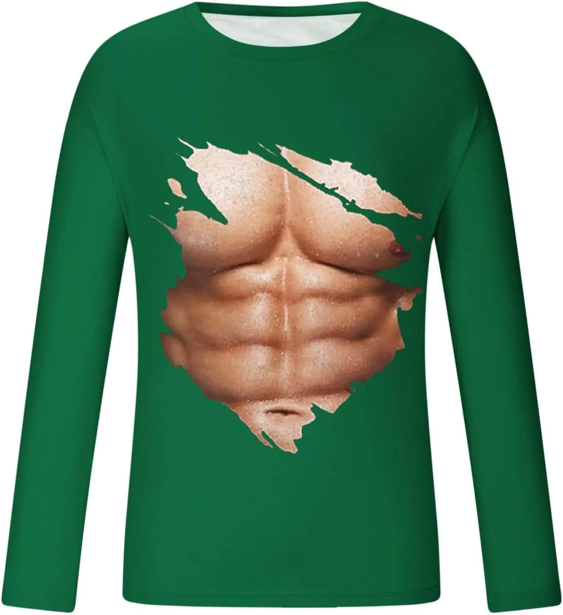 Mens Big and Tall Long Sleeve Shirts Casual Stylish 3D Muscle Graphic Tee Shirts Loose Fitness Sport Pullover Top