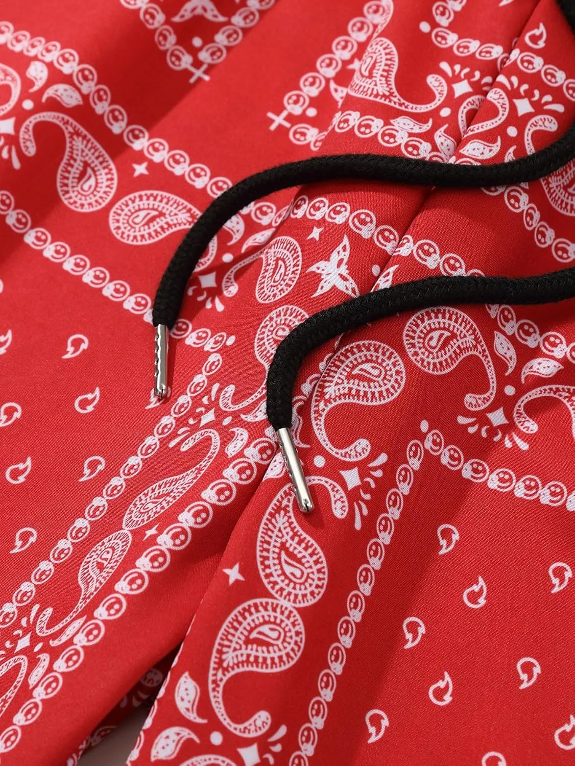 Men's Boho Paisley Scarf Print Shorts Drawstring Waist Tribal Pocket Summer Shorts