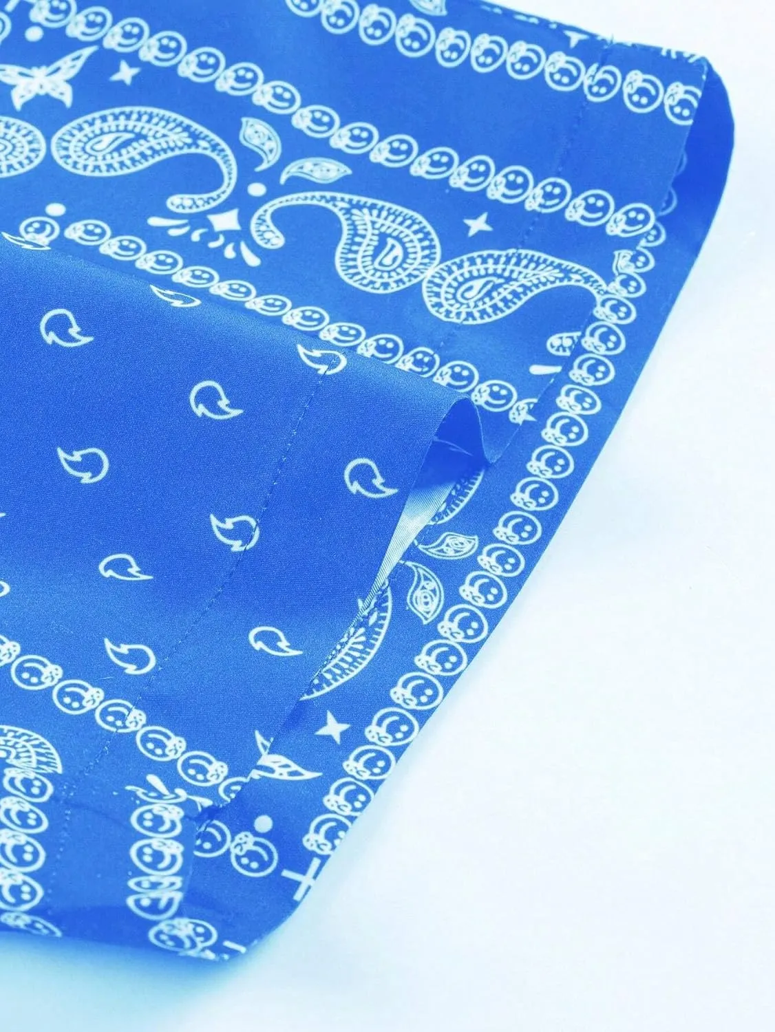 Men's Boho Paisley Scarf Print Shorts Drawstring Waist Tribal Pocket Summer Shorts