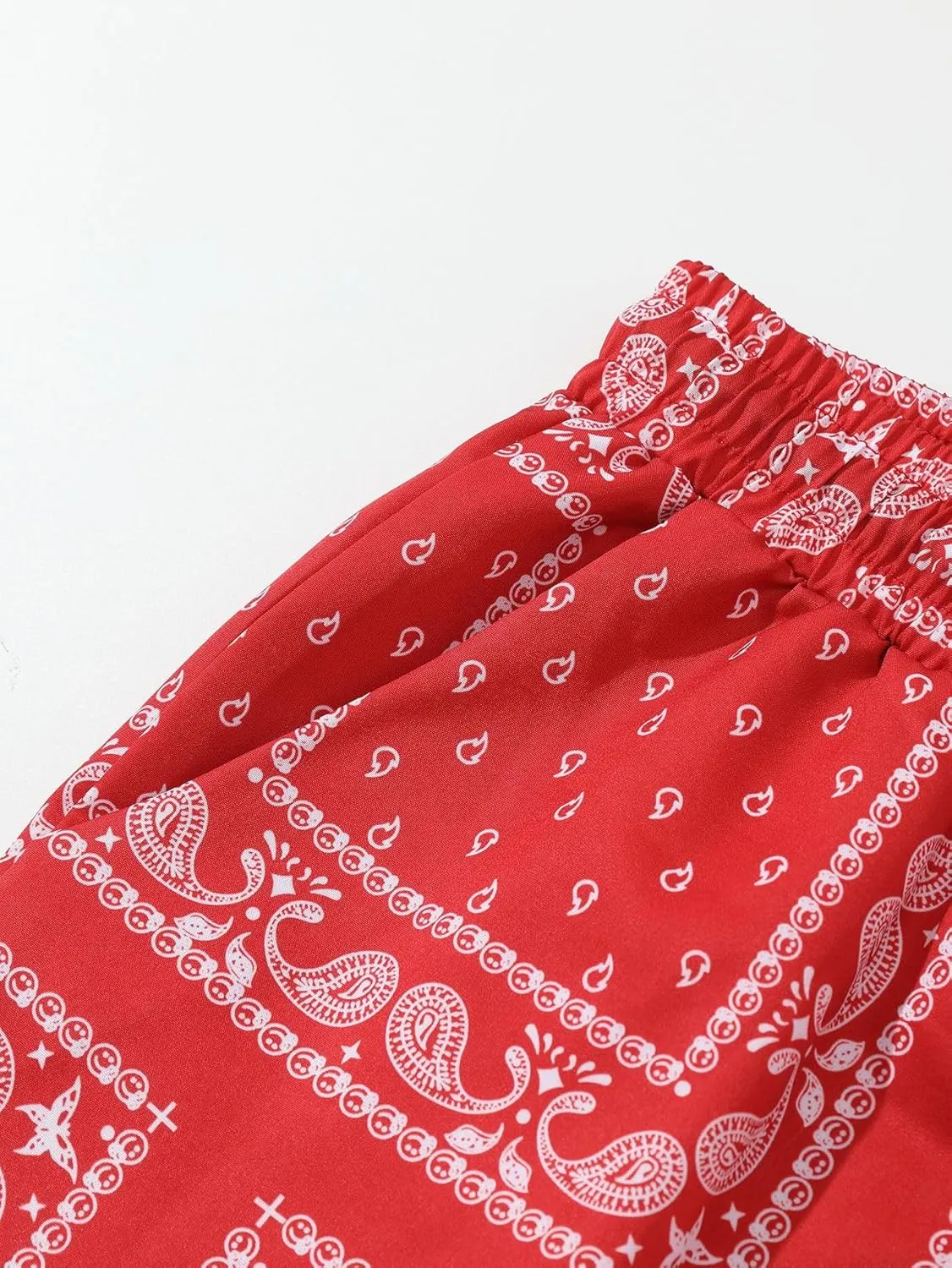 Men's Boho Paisley Scarf Print Shorts Drawstring Waist Tribal Pocket Summer Shorts