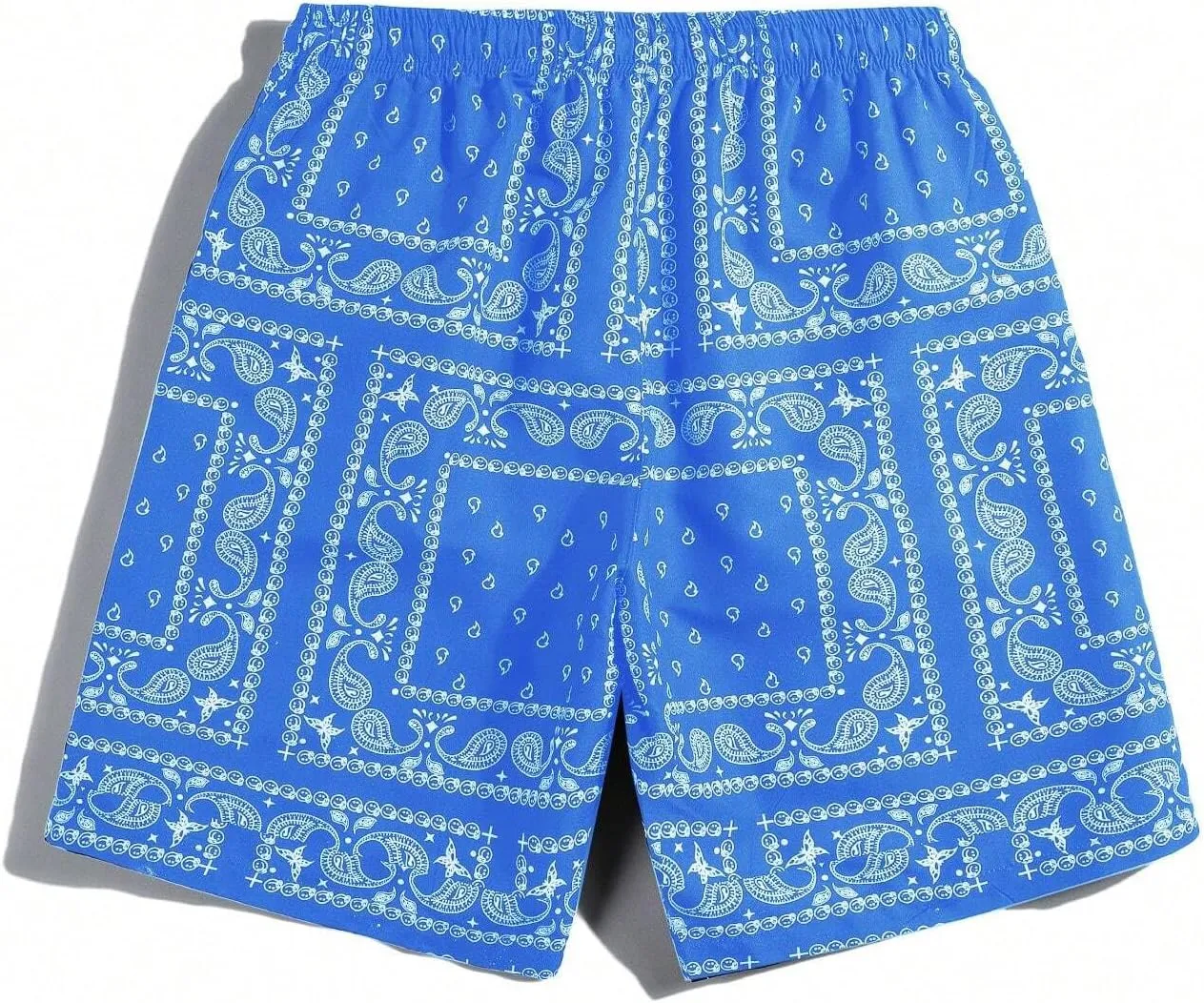 Men's Boho Paisley Scarf Print Shorts Drawstring Waist Tribal Pocket Summer Shorts