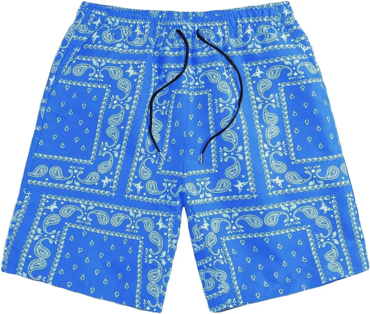 Men's Boho Paisley Scarf Print Shorts Drawstring Waist Tribal Pocket Summer Shorts