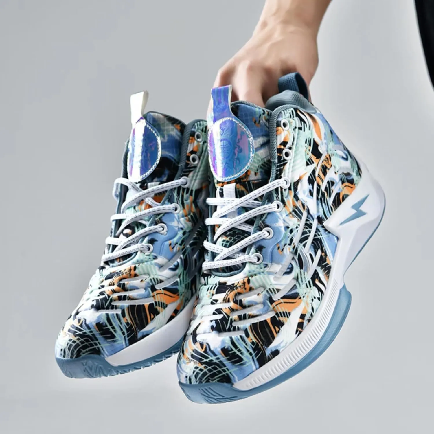 Mens Breathable Lace Up Basketball Shoes Fashion Soft Sole High-Top Sneakers Non-Slip Running Gym Train Sport Shoes