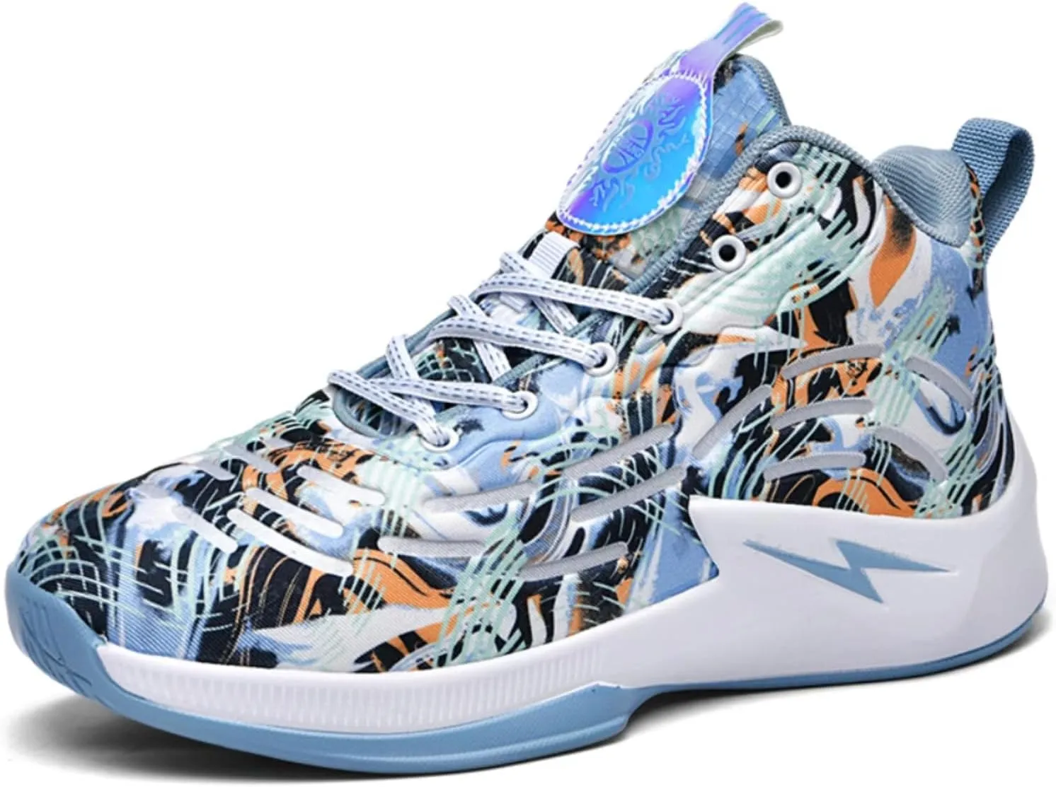 Mens Breathable Lace Up Basketball Shoes Fashion Soft Sole High-Top Sneakers Non-Slip Running Gym Train Sport Shoes