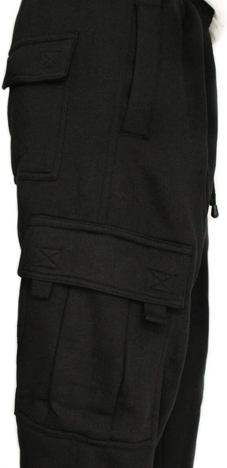 Men's Cargo Sweatpants Open Bottom Fleece Hiking Jogger Cargo Sweatpants for Men with Pockets
