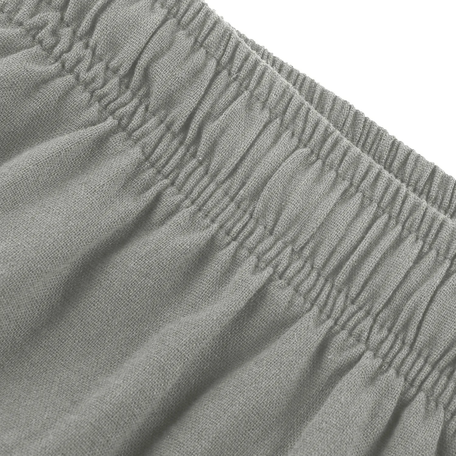 Men's Casual Linen Pants Elastic Waist Drawstring Beach Summer Pants Lightweight Straight-Legs Loose Trousers