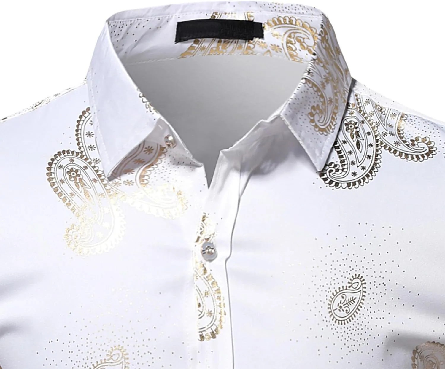 Mens Dress Shirt Long Sleeve Fashion Print Button Down Tshirt Slim Fit Casual Collared Shirts Party Prom Tee Tops