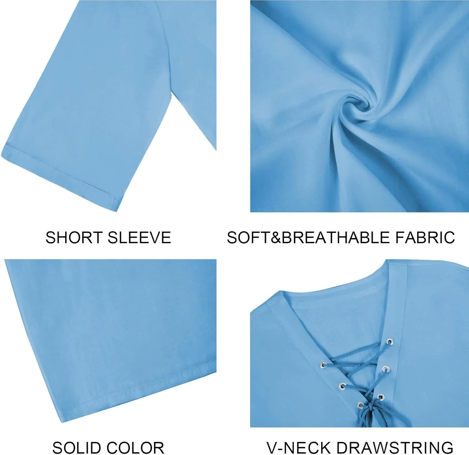 Men's Fashion Shirt Short Sleeve Beach V-Neck Drawstring Printing Yoga African Summer Top