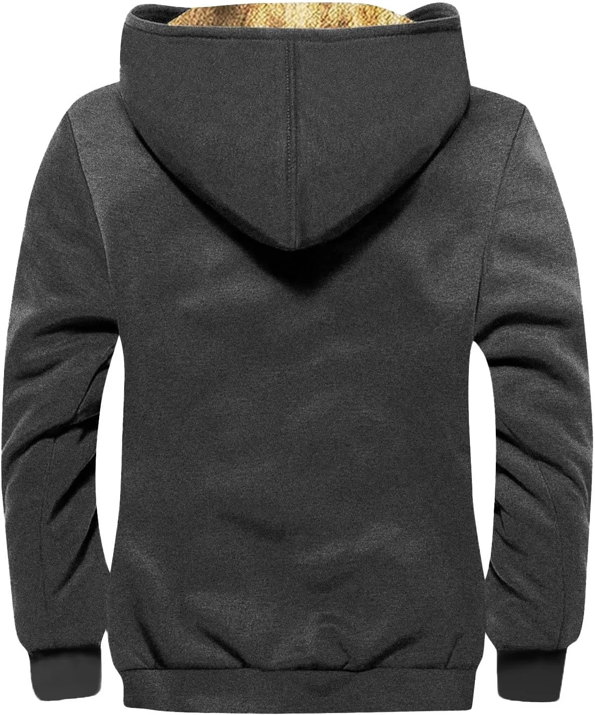 Mens Fuzzy Sherpa Jacket Long Sleeve Fleece Zip Up Coat Faux Jacket Outerwear Windbreaker Casual Hoodies Hooded