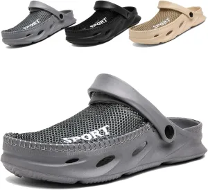 Mens Garden Clogs Shoes Breathable Summer Beach Sandals Sports Sandals Adjustable Slide Slip-on Outdoor Beach Slippers
