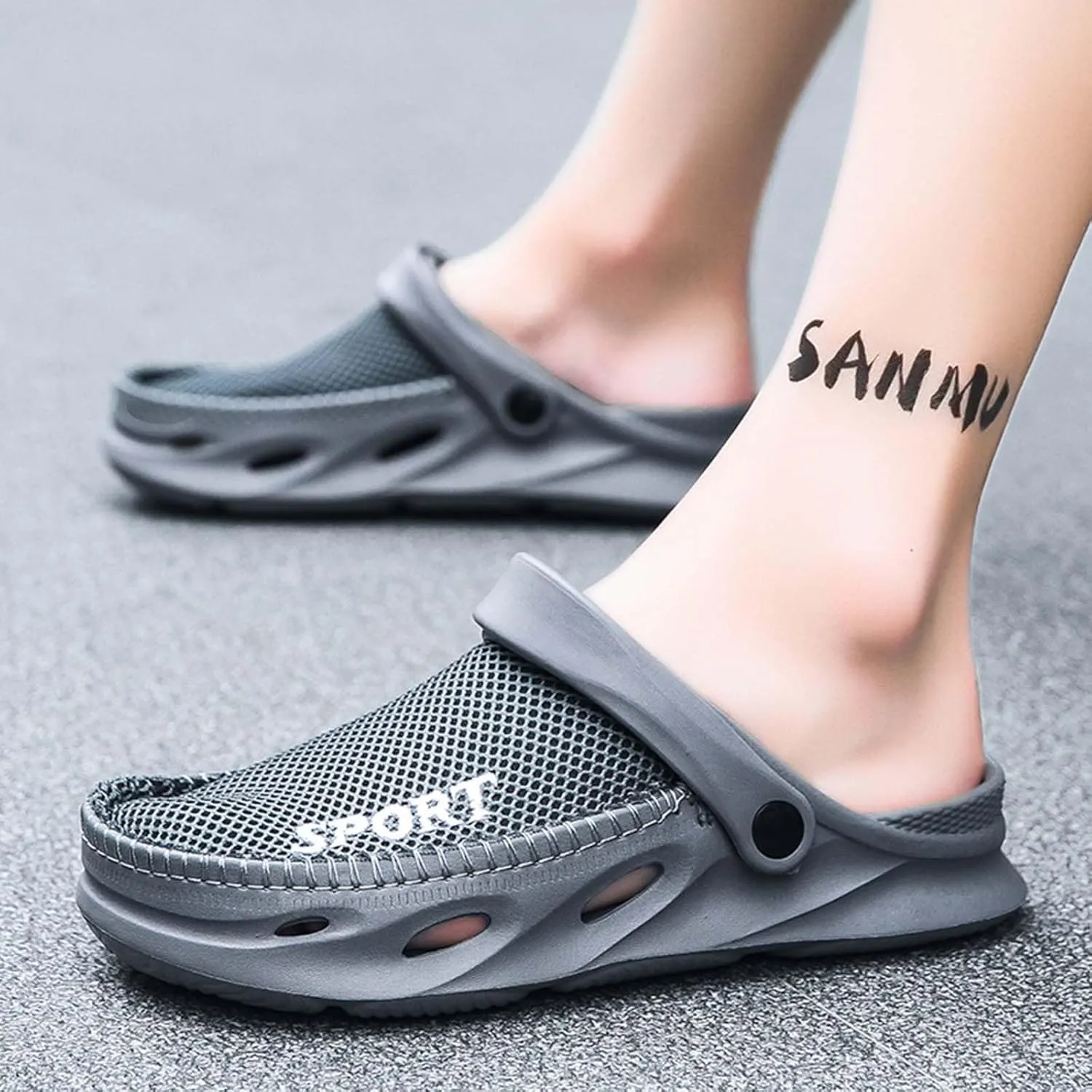 Mens Garden Clogs Shoes Breathable Summer Beach Sandals Sports Sandals Adjustable Slide Slip-on Outdoor Beach Slippers