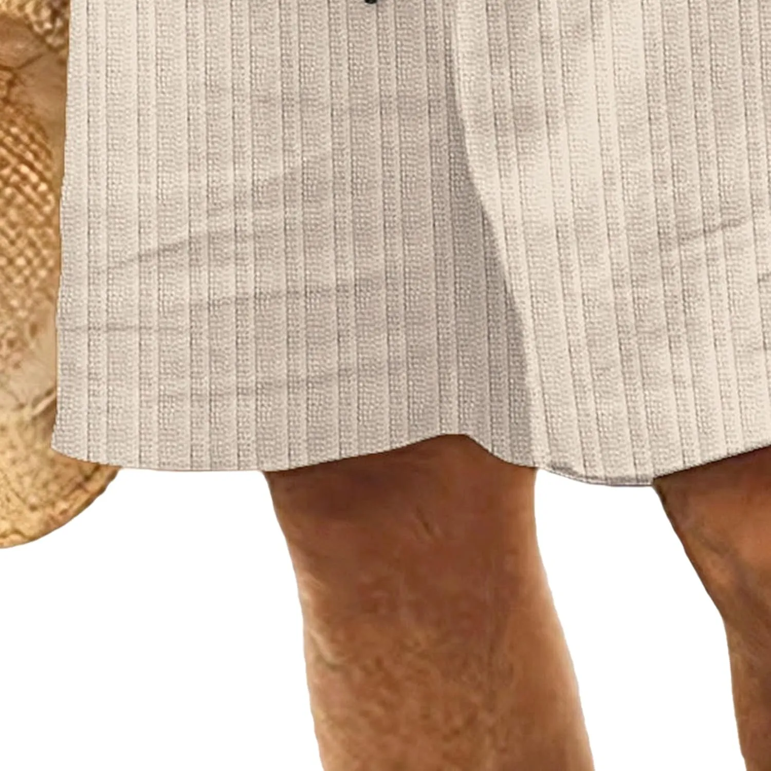 Mens Linen Flat Front Casual Shorts Classic Fit Drawstring Beach Shorts Elastic Waist Drawstring Beach Short